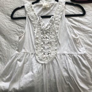 Ruffled white tank top